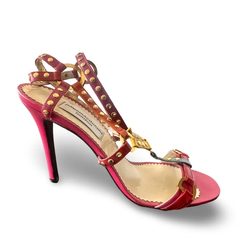 Julien Macdonald Elegant Strappy Heels - Pink & Gold - Picture 7 of 7